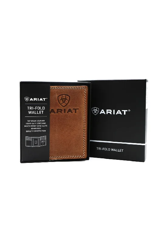 Ariat Tri-Fold Embroidered Wallet in Brown | A3548144-BROWN