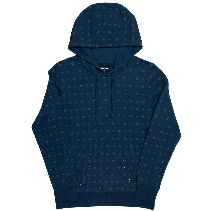 "Mesa" Navy w/White Aztec Pattern & Silver Studs Hoody