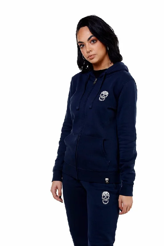 Ladies Navy Zip Hoodie