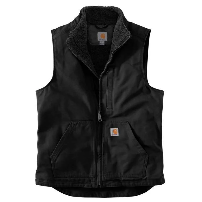 Men's 104277 Washed Duck Sherpa Lined Mock Vest - Black