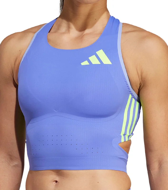 adidas Adizero Promo Womens Running Crop Top - Blue