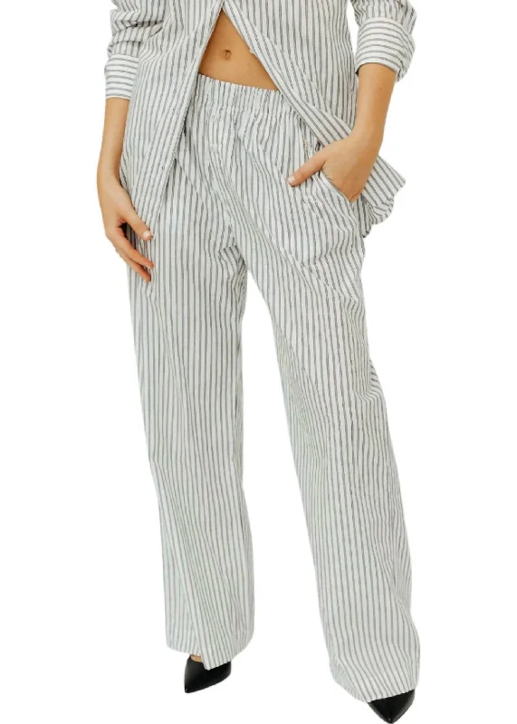 Poplin Lounge Pants In Black/white Stripe