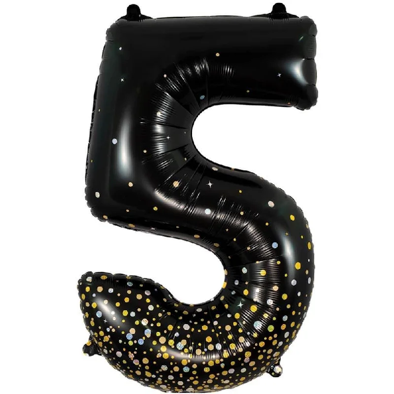 34 inch NUMBER 5 - OAKTREE - SPARKLING FIZZ HOLOGRAPHIC BLACK