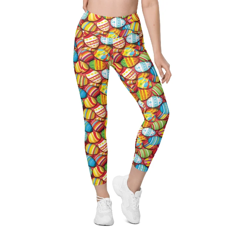 Colorful Easter Eggs Leggings With Pockets