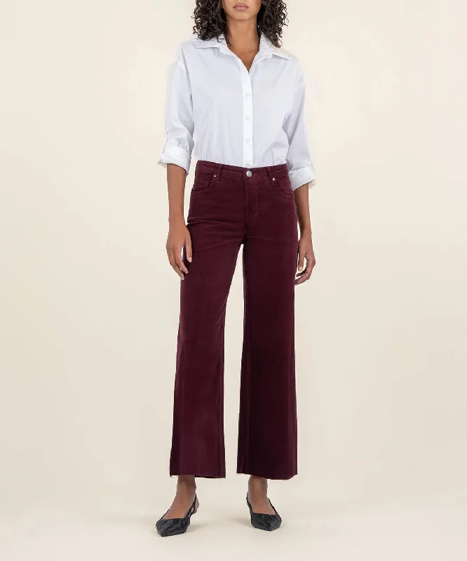 Meg High Rise Mini Cord Jeans In Dark Plum