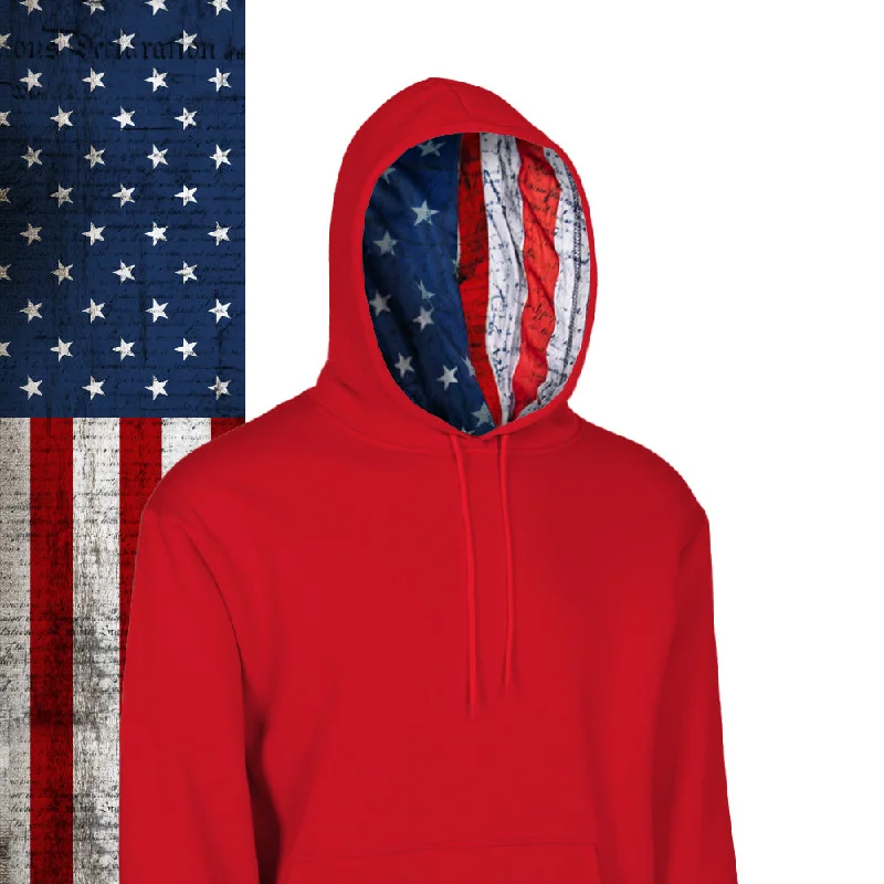 Classic Lined Hoodie | American Flag | Red