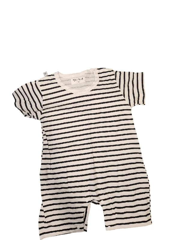 Black Stripe Short Sleeve Romper