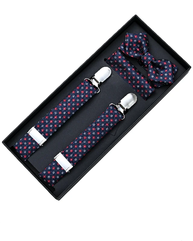 Multi-Patterned Blue Suspenders Set