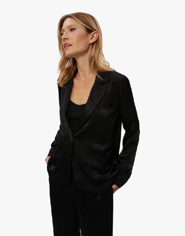 Michael Stars Paula Hammered Satin Blazer in Black