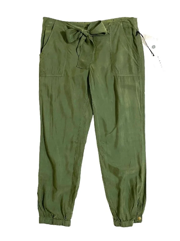 Women's Satin Waist Tapered Jogger Pants In Green