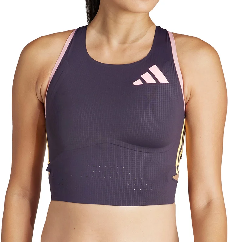 adidas Adizero Promo Womens Running Crop Top - Purple